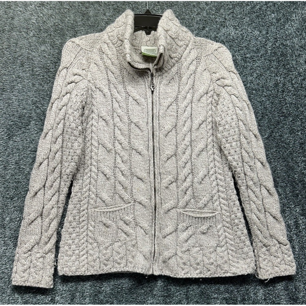 Shannon Woolen Mills Womens Size S Beige Long Sleeve Cable Knit Wool Jacket